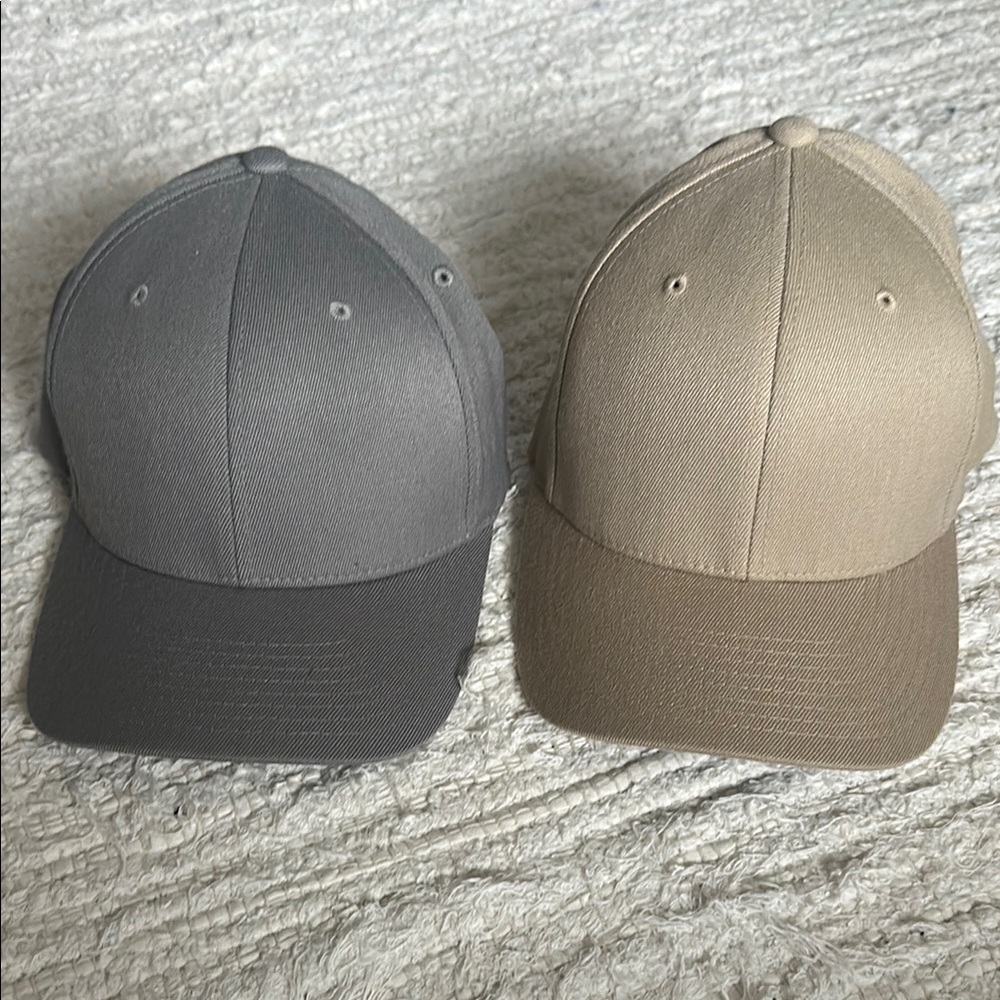 Classic Gray and Tan Flexfit Hats